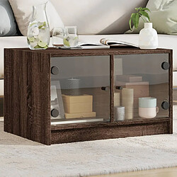 Maison Chic Table basse pour salon | Table à café avec portes en verre chêne marron 68x50x42 cm -GKD23893