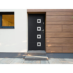 Vente-Unique Porte d'entrée en acier avec inox L207 x L100 cm anthracite - poussant gauche - TIFANA