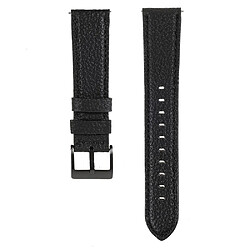 Bracelet en cuir véritable 22 mm, texture litchi, réglable, noir pour votre Samsung Gear S3 Classic/Gear S3 Frontier/Galaxy Watch 46mm