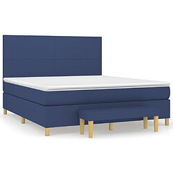 vidaXL Sommier à lattes de lit avec matelas Bleu 180x200 cm Tissu