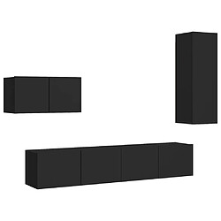 vidaXL Ensemble de meuble TV 4 pcs Noir Bois d'ingénierie