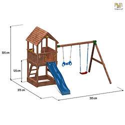 Aire de jeux en bois Joy Move avec toboggan et portique de chez Fungoo pas cher