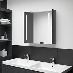 vidaXL Armoire de salle de bain à miroir LED Gris brillant 62x14x60 cm