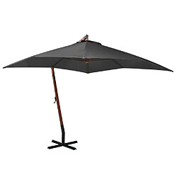 vidaXL Parasol de jardin suspendu avec mât Anthracite bois de sapin