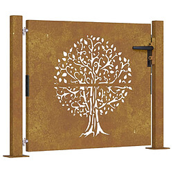 vidaXL Portail de jardin 105x80 cm acier corten conception de l'arbre