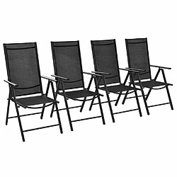 Maison Chic Lot de 4 Chaises pliables de jardin - Fauteuil d'extérieur Aluminium et textilène Noir -MN69856