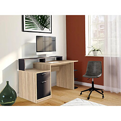 Vente-Unique Bureau avec rangements ZACHARIE - Coloris : chêne et noir