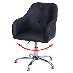 Decoshop26 Chaise de salle à manger fauteuil de bureau avec accoudoir siège rotatif réglable en hauteur métal et PVC noir 04_0006344