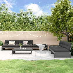 Maison Chic Salon de jardin 6 pcs + coussins - Mobilier/Meubles de jardin - Table et chaises d'extérieur gris bois massif -MN78810