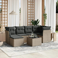 vidaXL Salon de jardin avec coussins 7 pcs gris clair résine tressée