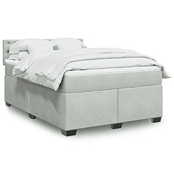 Vidaxl Sommier à lattes de lit et matelas Gris clair 140x190cm Velours