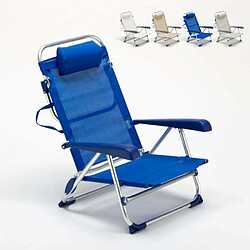 Beach And Garden Design Chaise transat de plage pliante avec accoudoirs mer aluminium Gargano, Couleur: Bleu