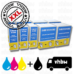 vhbw Lot de 10 cartouches, encre noire et couleur pour EPSON-Stylus-Color 500 580 600 640 660 670 760 C40 etc.