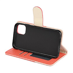 Wewoo Coque Étui en cuir à rabat de couleur épissure pour iPhone 11 Pro avec support cadre photo emplacements cartes et portefeuille rose rouge pas cher