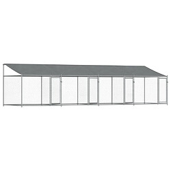 vidaXL Cage pour chien avec toit et portes gris 8x2x2m acier galvanisé