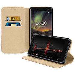 Avizar Etui Nokia 6.1 Housse folio Porte-carte Fonction Support - Dorée