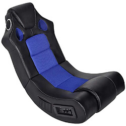 vidaXL Fauteuil à bascule à enceinte Noir et bleu Similicuir