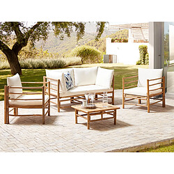 Beliani Set de jardin CERRETO Bambou Blanc cassé