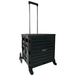 Secury-T Chariot de courses 8 roues - Pliable - Plastique - Avec Couvercle - Noir - 70Kg