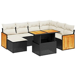 Maison Chic Ensemble Tables et chaises d'extérieur 8 pcs avec coussins,Salon de jardin noir résine tressée -GKD197618