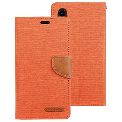 Wewoo CANVAS DIARY Étui en cuir à rabat horizontal texturé pour iPhone XR, avec support, logements pour cartes et portefeuille (Orange)