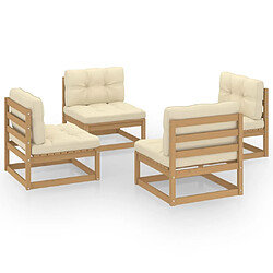 Maison Chic Salon de jardin 4 pcs + coussins - Mobilier/Meubles de jardin - Table et chaises d'extérieur Bois de pin massif -MN57633