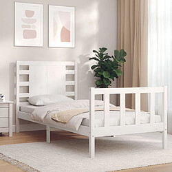 Maison Chic Cadre/structure de lit avec tête de lit pour adulte - Lit Moderne Chambre blanc petit simple bois massif -MN88896