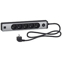 Schneider Electric Bloc multiprises 5 Prises 2P+T et 2 USB (câble 1,5m) Noir et Aluminium - Schneider