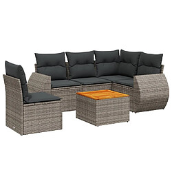 vidaXL Salon de jardin 6 pcs avec coussins gris résine tressée