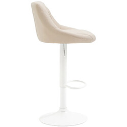 Acheter Decoshop26 Tabouret de bar en synthétique crème pivotant avec repose-pieds métal blanc coutures décoratives TDB10591