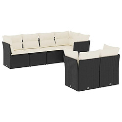 Maison Chic Salon de jardin 7 pcs avec coussins | Ensemble de Table et chaises | Mobilier d'Extérieur noir résine tressée -GKD97352