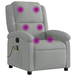 vidaXL Fauteuil de massage inclinable gris clair velours