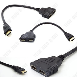 Tech Discount TD® Câble d'extension HDMI 2 lignes Adaptateur ordinateur de conversion version 1.4 30 cm noir couleur petit pratique câble brancher