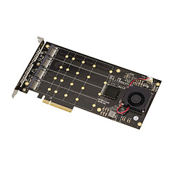 Kalea-Informatique Carte contrôleur PCIe 3.0 8x pour 4 SSD M.2 NVMe M Key (M2 NGFF). CHIPSET PLX8724 - Bande passante 64GB Max 12000MB/s