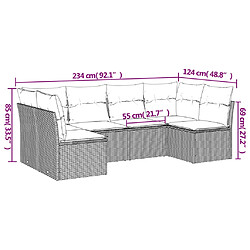 Acheter vidaXL Salon de jardin avec coussins 6 pcs marron résine tressée