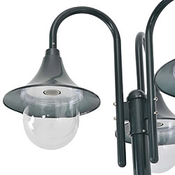 Avis vidaXL Lampadaire de jardin E27 220cm Aluminium 3 lanternes Vert foncé