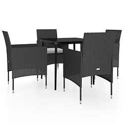 vidaXL Ensemble à manger de jardin avec coussins 5 pcs Noir