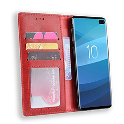 Acheter Wewoo étuis en cuir Coque Housse Étui à boucle magnétique avec texture rétro et pour Galaxy S10 +, support emplacements pour cartes porte-monnaie (rouge)