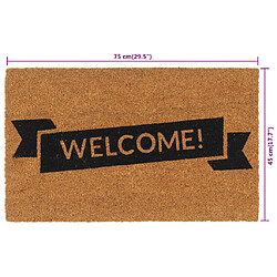 vidaXL Tapis de porte naturel 45x75 cm fibre de coco touffeté pas cher