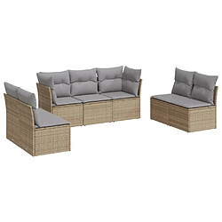 vidaXL Salon de jardin avec coussins 7 pcs beige résine tressée