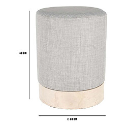 Avis The Home Deco Factory Pouf scandinave en tissu base bois 30 cm Gris clair.