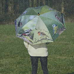 Esschert Design Grand parapluie bois et métal toile polyester Oiseaux.