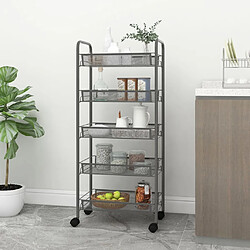 Maison Chic Desserte de cuisine à 5 niveaux | Chariot de cuisine | Meuble de rangement roulant Gris 46x26x105 cm Fer -GKD96706