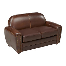 Acheter Vente-Unique Canapé et fauteuil club BAUDOIN 100% cuir vieilli - Marron