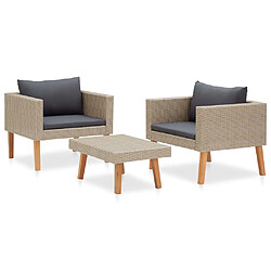 Avis Maison Chic Salon de jardin 3 pcs + coussins - Mobilier/Meubles de jardin - Table et chaises d'extérieur Résine tressée Beige -MN33144