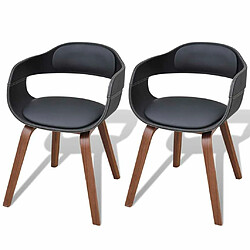 Maison Chic Lot de 2 Chaises à manger,Chaise pour cuisine,Solide Structure noir bois courbé et similicuir -MN24546