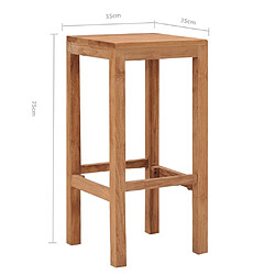 vidaXL Tabourets de bar lot de 4 bois de teck massif pas cher