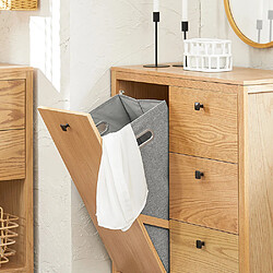 Acheter SoBuy BZR97-N Armoire à Linge avec Sac à Linge, Meuble Bas, Commode, Armoire Toilette avec 3 Tiroirs et 1 Panier à Linge