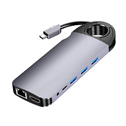 Hub USB C 10 en 1 avec port Ethernet PD / Gigabit / USB3.0 / TF / SD / HDMI / VGA / 3,5 M audio