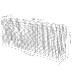 vidaXL Lit surélevé à gabion Acier galvanisé 270x50x100 cm pas cher